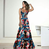 Retro Floral Print Maxi Dress