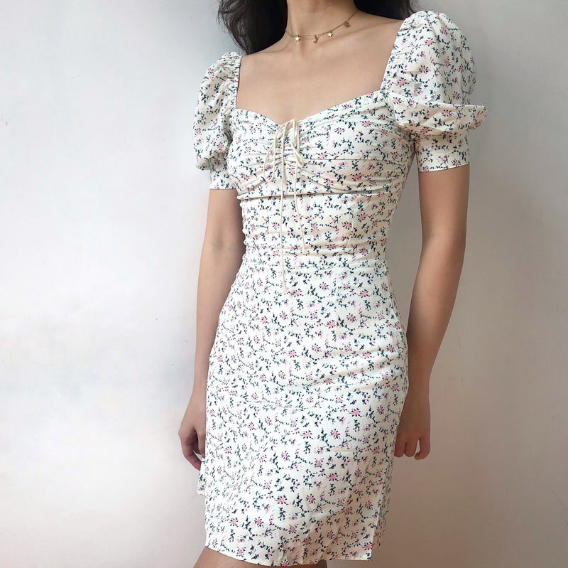 Floral Print Puff Sleeve Sundress - Veira Trending Shop