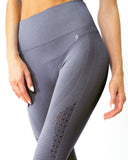 Mesh Seamless Legging with Ribbing Detail - Grey Purple - Veira Trending Shop