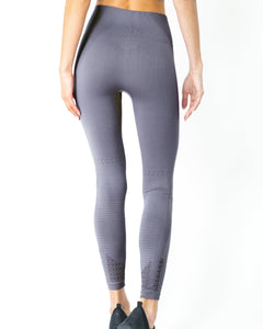 Mesh Seamless Legging with Ribbing Detail - Grey Purple - Veira Trending Shop