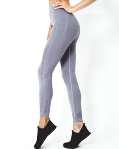 Mesh Seamless Legging with Ribbing Detail - Grey Purple - Veira Trending Shop