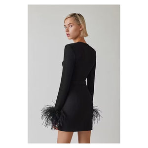 Black Feather Bandage Dress - Veira Trending Shop