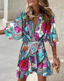 V-Neck Ruffled Mini Dress
