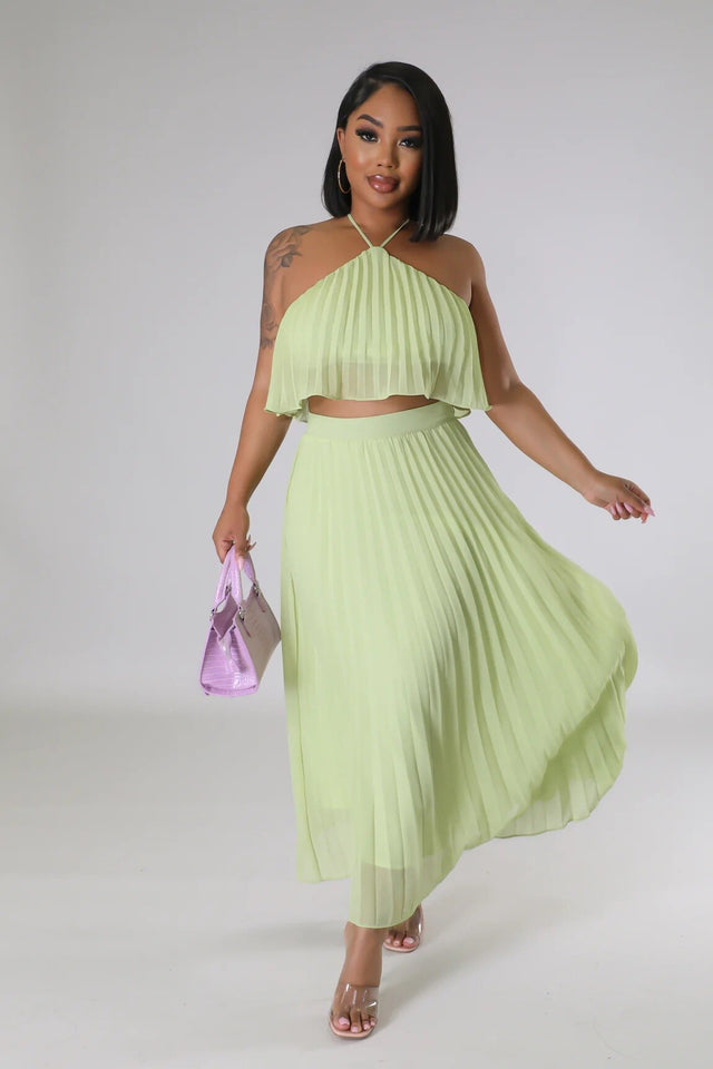 Halter Top + Maxi Skirt 2pcs Set