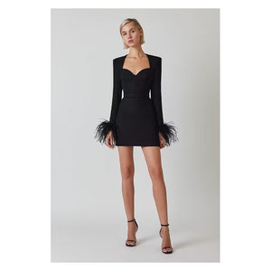 Black Feather Bandage Dress - Veira Trending Shop