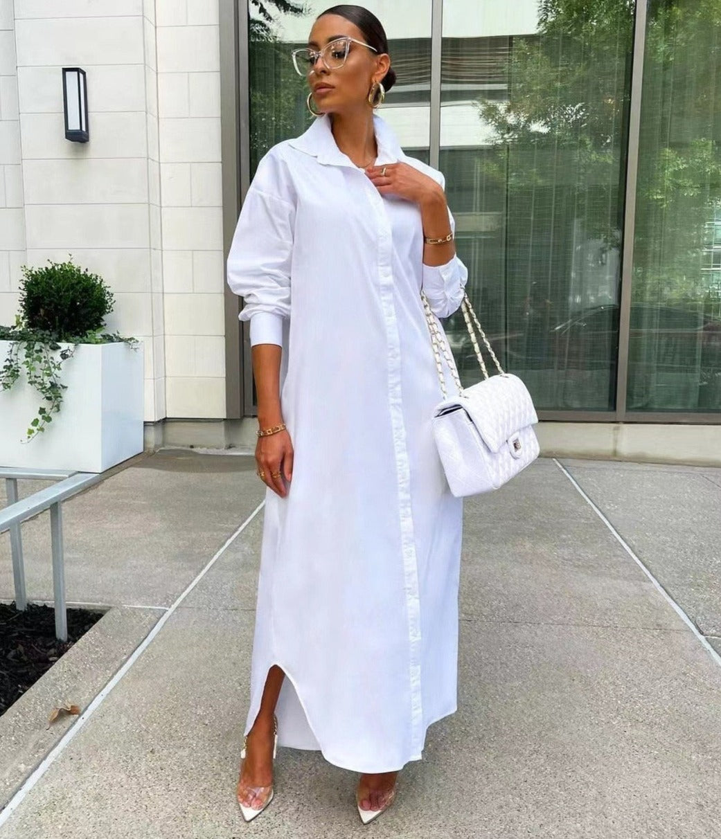 White Shirt Long Dress Veira Trending Shop