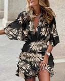 V-Neck Ruffled Mini Dress