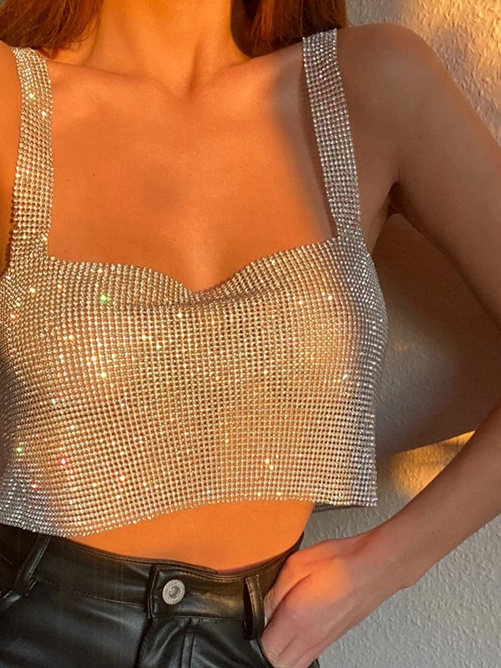 Bling Rhinestones Party Crop Top - Veira Trending Shop