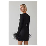Black Feather Bandage Dress - Veira Trending Shop