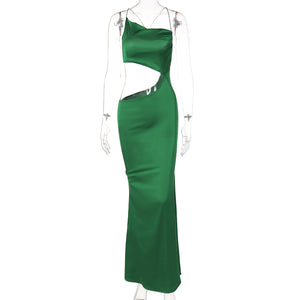 Elegant Hollow Out Satin Party Dress - Veira Trending Shop