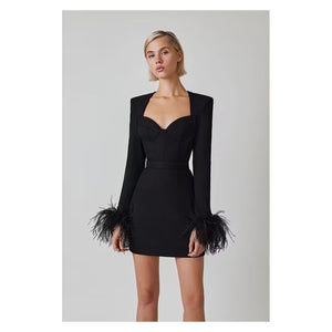 Black Feather Bandage Dress - Veira Trending Shop