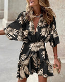 V-Neck Ruffled Mini Dress