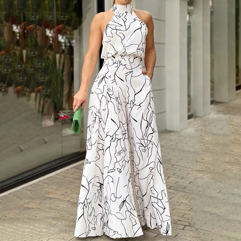 Sleeveless Art Print Jumpsuit