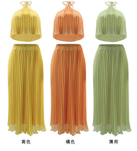 Halter Top + Maxi Skirt 2pcs Set
