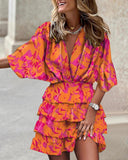 V-Neck Ruffled Mini Dress
