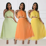Halter Top + Maxi Skirt 2pcs Set