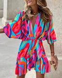 V-Neck Ruffled Mini Dress