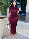 Pleated Elegant Long Dress - Veira Trending Shop