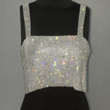 Bling Rhinestones Party Crop Top - Veira Trending Shop