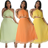 Halter Top + Maxi Skirt 2pcs Set