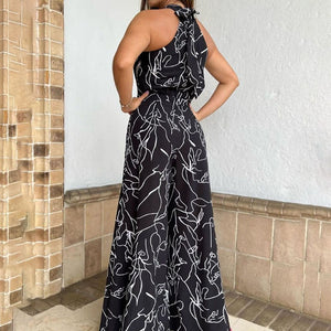 Sleeveless Art Print Jumpsuit