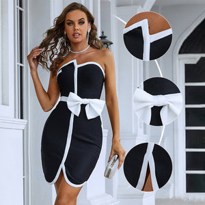 Patchwork Mini Bandage Dress - Veira Trending Shop