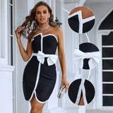 Patchwork Mini Bandage Dress - Veira Trending Shop