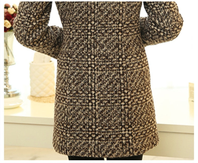 Elegant Turtleneck Plaid Coat - Veira Trending Shop