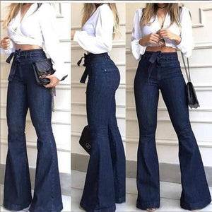 Denim Tie Waist Flare Jeans - Veira Trending Shop