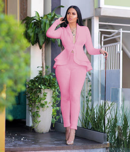 Long Sleeve Blazers 2Pcs Office Set - Veira Trending Shop
