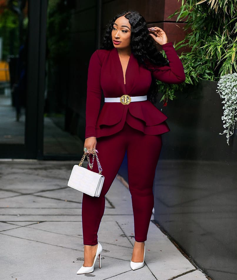 Long Sleeve Blazers 2Pcs Office Set - Veira Trending Shop