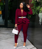 Long Sleeve Blazers 2Pcs Office Set - Veira Trending Shop