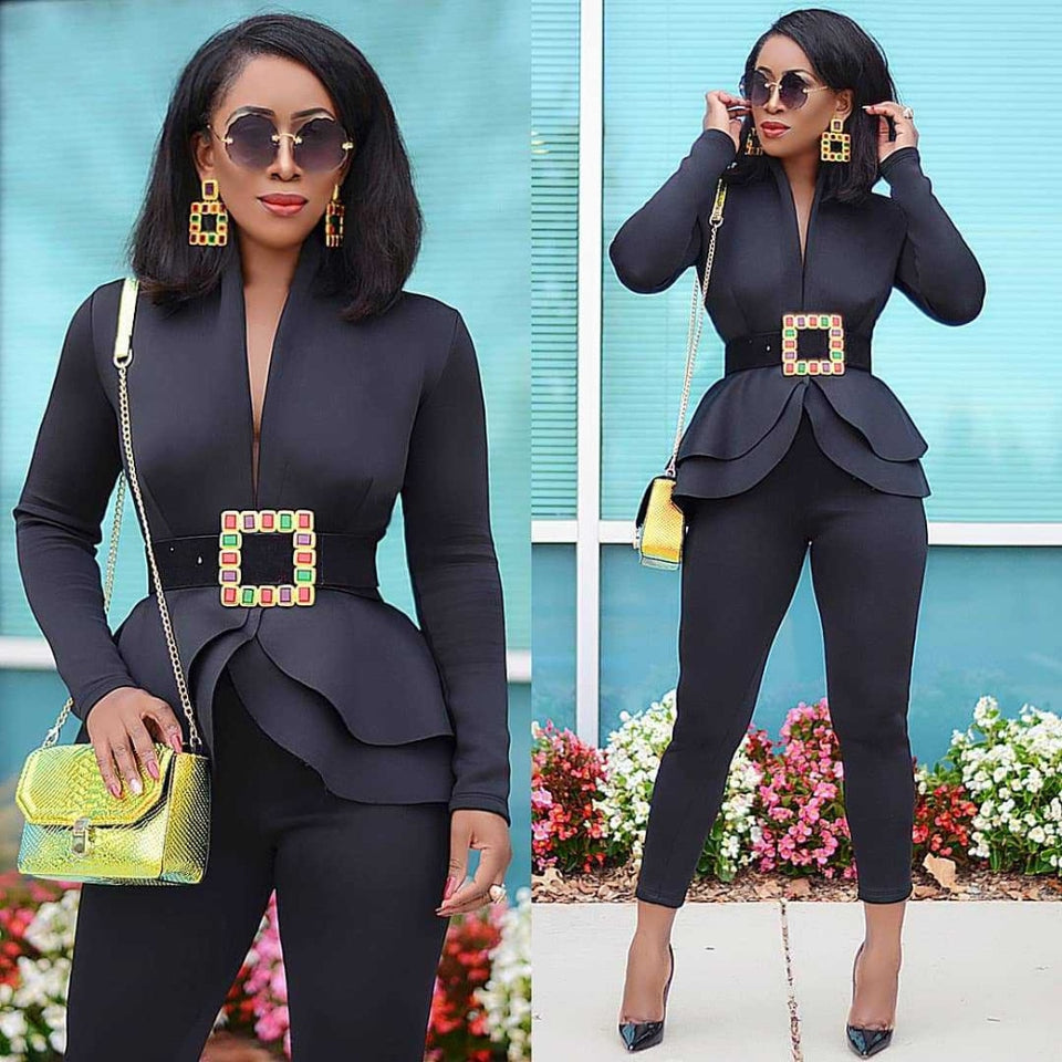 Long Sleeve Blazers 2Pcs Office Set - Veira Trending Shop