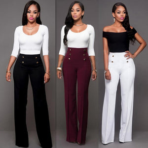 High Waist Pants with Botton Decor - Veira Trending Shop