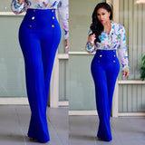 High Waist Pants with Botton Decor - Veira Trending Shop