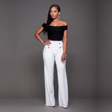 High Waist Pants with Botton Decor - Veira Trending Shop