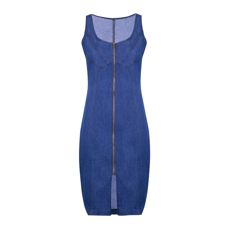 Slim Zipper Denim Dress - Veira Trending Shop