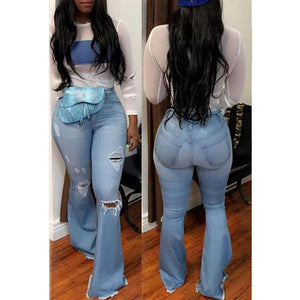 High Waist Flare Ripped Jeans - Veira Trending Shop