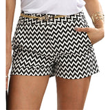 Black and White Mid Waist Shorts - Veira Trending Shop