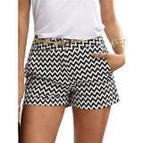 Black and White Mid Waist Shorts - Veira Trending Shop
