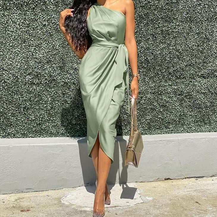 One Shoulder Party Dress - Veira Trending Shop