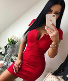 Chest Button Bodycon Dress - Veira Trending Shop