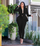 Long Sleeve Blazers 2Pcs Office Set - Veira Trending Shop