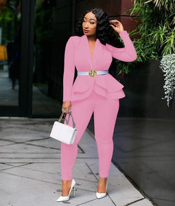 Long Sleeve Blazers 2Pcs Office Set - Veira Trending Shop