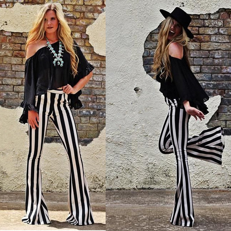 Elegant Striped High Waist Pants - Veira Trending Shop