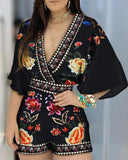 Floral Half Sleeve Romper - Veira Trending Shop