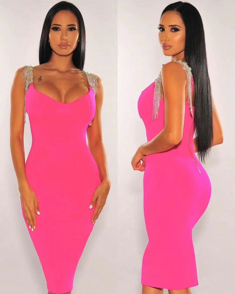 Tassel Sleeve Slip Bandage Dress - Veira Trending Shop