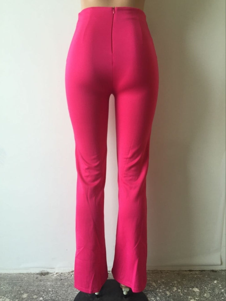 High Waist Pants with Botton Decor - Veira Trending Shop
