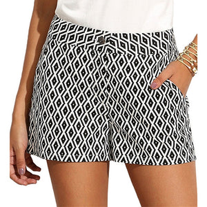 Black and White Mid Waist Shorts - Veira Trending Shop