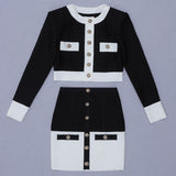 Patchwork Black White 2 Pieces Sets - Veira Trending Shop